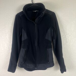 Athleta Women’s Fleece Jacket Sz Small Full Zip Pockets Thumbholes Black